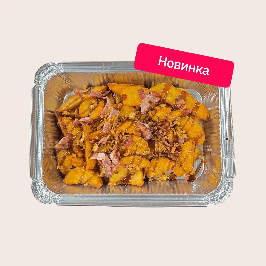 Картофель с беконом и соусом барбекю